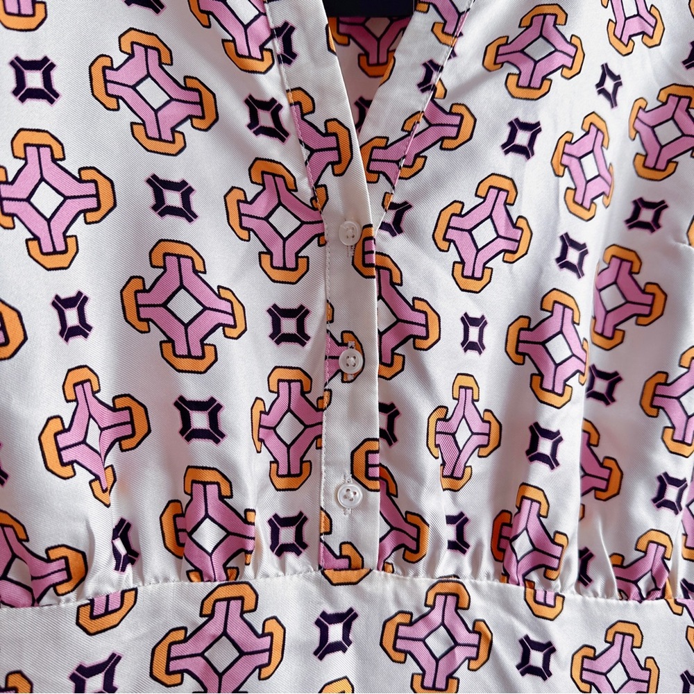 Maje 100% Silk Romea Geometric Printed Mini Dress NWT - Picture 11 of 15
